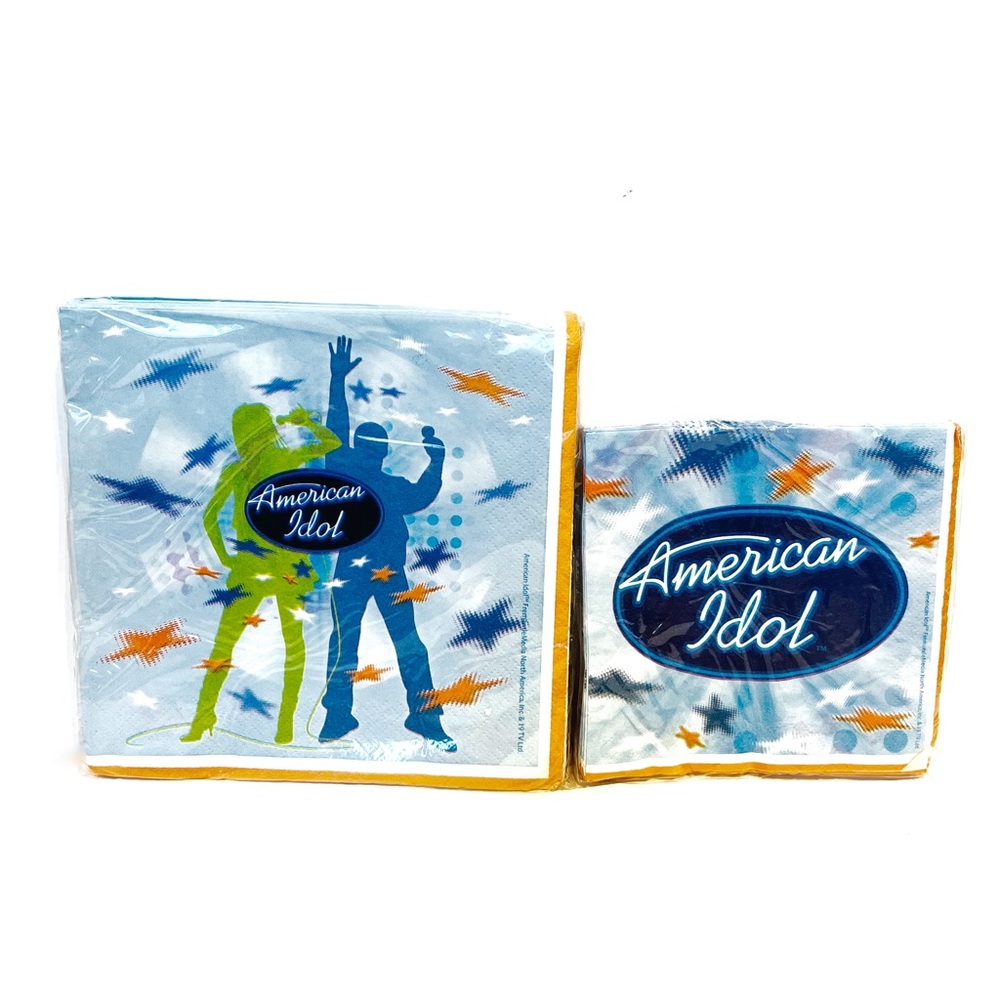 Vintage Y2K American Idol Paper Napkin Set Dinner Beverage Singer Blue Green Fun